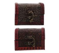 Healifty 2Pcs Treasure Chest Small: Retro Wood mini Vintage Jewelry Organizer with latch - Mini Treasure Chest Portable Jewelry Case for Trinkets 7.80X6.50X6.00cm