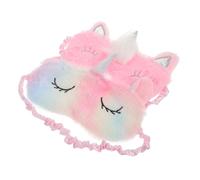 Healifty 2pcs Ultra-Soft Plush Unicorn Sleep Mask with Gradient Rainbow Pink Silver Horn Light-Blocking Cartoon Blindfold for Women Comfortable Night Eye Covers for Travel Sleepovers
