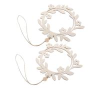 Healifty 2PCS Unfinished Wood Wreath Signs for DIY Painting Nordic Style Wooden Door Craft Decorations Blank Floral Hoop for Christmas Halloween Home Nursery Office Wall Hanging