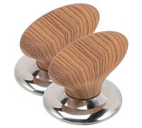 Healifty 2pcs Universal Pot Lid Knob Handles, Heat Resistant Glass Lid Replacement Handles for Pots and Pans, Wood Grain Finish, Compatible Saucepan and Casserole Covers for Kitchen Use