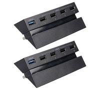 Healifty 2pcs USB Port Expander Hub and Splitter with Simple Installation and Stable Data Transmission, Plastic Material, Black Colour, 2 to 5 Port USB a Extension Adapter for Travel