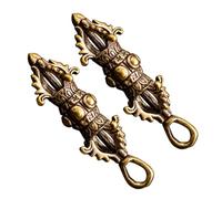 Healifty 2pcs Vintage Brass Vajra Pestle Pendant Tibetan Retro Hanging Ornaments for Keychains Bags and Feng Shui Decor Symbolizing Wisdom and Obstacle Removal Smooth Polished Surface