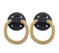 Healifty 2Pcs Vintage Hemp Rope Barn Door Handle Cupboard Wardrobe Handle Cabinet Drawer Pull Ring Metal Gate Pull Handle for Gate, Closet, Bedrooms, Sliding Door