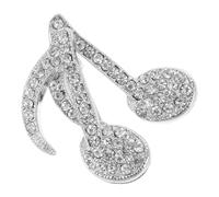 Healifty 2pcs Vintage Music Note Brooch Pin with Rhinestone and Pearl Accents, Metal Lapel Pins for Women’s Jackets, Dresses, Wedding Accessories, Musician