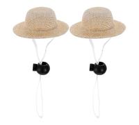 Healifty 2pcs Wear-resistant Decorative Pet Hats High-grade Flax Material Keep Pet Cool Lightweight Cosplay Fancy Dress Ball Accessories for Cats and Dogs