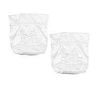 Healifty 2pcs White Satin Drawstring Bag for Wedding Party Favor Bags with Elegant Floral Patterns, Organizing Small Valuables and Necklaces, for Valentine's Day and Christening Favors