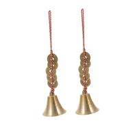 Healifty 2pcs Wind Bell Small Brass Bell Pendants for outside Hanging Small Garden Windchime Golden
