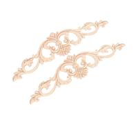 Healifty 2Pcs Wood Carved Onlay Applique Wooden Furniture Decoration Natural Wood Carved Appliques for Cabinet Door Wardrobe Easy to Install European Style Home Trim