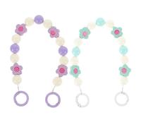 Healifty 2pcs Wooden Beaded Phone Chains Flower Charms DIY Bead Wrist Lanyards for Mobile Phones and Water Bottles Purple and Blue-green for Women