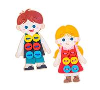 Healifty 2pcs Wooden Clothes Threading Doll Shape Educational Hand-Eye Coordination Stimulate Interest