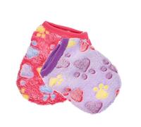 Healifty 2pcs Xxs Puppy Clothes Warm Bunny Vest Pet Cosplay Costume with Purple and Rose Pink Paw Prints Festival Apparel for Small Dogs