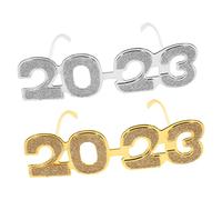 Healifty 2pcs Year's Funny Photo Prop Glasses Gold Silver Party Performance Eyewear for Festival Gathering Celebration