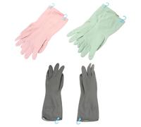 Healifty 3 Pairs Rubber Dish Washing Gloves with Hooks, Non-slip | Reusable Rubber, Hand Protection for Household and Gardening Tasks, Effortless Organization with Hooks