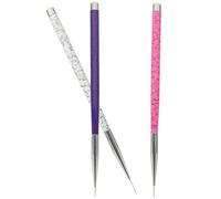 Healifty 3 Pcs Nail Art Design Brush Pen Fiber Fine Painting Liner for Making Gel Polished Nail Art Assorted Color Elegant Stylish Set and Home Use