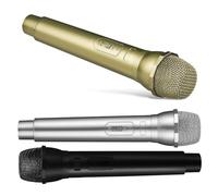 Healifty 3 Pcs Realistic Microphone Prop for Pretend Microphones with Comfortable Grip Simulation Model for Party Cosplay and Stage Play Black Gold Silver Colors