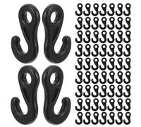 Healifty 300pcs Black Plastic S-shape Bungee Cord Hooks for Rv Canopy Tent Awning, Camping Light Hanging Hooks, Small Windproof Tent Accessories for Outdoor Shelters