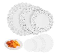 Healifty 300Pcs Round Lace Paper Doilies and Oil Absorbing High Absorption Cooking Pads Elegant Decorative Placemats for Cakes and Food Serving for Home and Catering