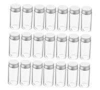 Healifty 30pcs Clear Glass Test Tubes with Screw Caps Leakproof Small Sample Vials for Medicine Capsules Herbs and Dry Powders Transparent Sealed Storage Jars Heat-resistant and
