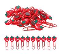 Healifty 30pcs Cute Strawberry PVC Paper Clips with Cartoon Bookmark Design, Colorful Decorative Clips for Students Classroom Office Supplies, Creative Stationery for Note Marking