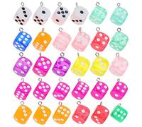 Healifty 30pcs Dice Shaped Pendants Key Chain DIY Pendants Resin Creative Design Unique DIY Jewelry Making Accessories for Craft Lovers Craft Projects Random Color