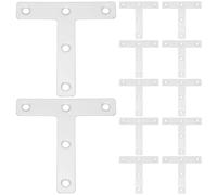 Healifty 30pcs Stainless Steel Furniture Corner Plate - Reinforced T Shaped Bracket - Corner Connection Piece T-Shaped Angle Support for Cabinets Shelves