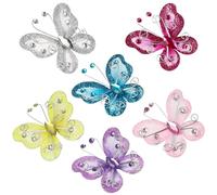 Healifty 36pcs Glitter Organza Fabric Butterflies Set, Realistic Mini Butterfly Decorations for Wedding, Party Table, Cake Décor and DIY Craft Bouquet Accessories