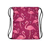 Healifty 3d Flamingo Printing Drawstring Backpack Pull String Storage Bag Creative Printed Pattern Polyester Good for Storing Makeup and Clothes Women Travel