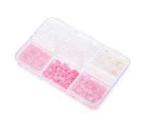 Healifty 3D Nail Decorations Set of Mixed Size Five Petal Flowers 6 Compartment Box Nail Charms Accessories