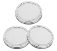 Healifty 3pc 86mm Stainless Steel Sprouting Lids for Wide Mouth Mason Jars with Fine Mesh Strainer for Sifting and Straining Bean Sprouts and Alfalfa Seeds in Kitchen and House