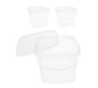 Healifty 3pcs Airtight Ice Cream Bucket with Handle Square Container 5.89x5.89x5.89in Food Grade Plastic Kitchen Food Storage for Picnics and Other Scenarios