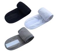 Healifty 3pcs Anti-moisture Hair Bands for Women, Adjustable Soft Fabric Headbands in Black, White, and Grey, Suitable for Beauty, Face Washing, and Shower Use
