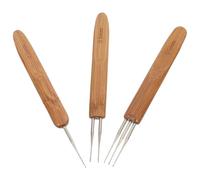 Healifty 3pcs Bamboo and Iron Hair Crochet Hook Set for Braiding Dreadlocks Locs Single Dual Triple Hooks for Easy Dreadlock Maintenance and Weaving Suitable for Beginners and Experts