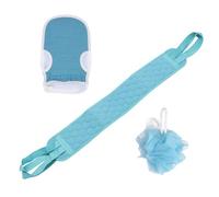 Healifty 3pcs Bath Back Scrub Towel Set Bath Ball Exfoliating Gloves for Deep Clean Dead Skin, Soft Back Rub Shower Accessories for Men and Women, Summer Blue