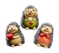 Healifty 3Pcs Ceramic Hedgehog Garden Statues Outdoor Figurines for Patio Lawn Porch with Artistic Craftsmanship and Decorative Use in Garden
