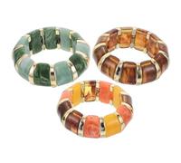 Healifty 3pcs Chunky Acrylic Bangle Bracelet Geometrical Design Elastic Stretchy Wristbands for Women Bohemian Style Party Festival
