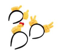 Healifty 3pcs Creative Hand Gesture Headbands with Thumb Up Victory Heart Signs Funny Cartoon Hairbands for Birthday Halloween Christmas Party Multi-purpose Photo Props