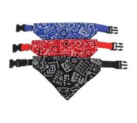 Healifty 3pcs Dog Bandanas Triangle Bandana Collar Set for Pets, Adjustable Washable Cotton Bibs for Small to Large Dogs and Cats, Red Blue Black L Size for Outdoor and Daily Use