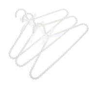 Healifty 3pcs Faux Pearl Beads Plastic Metal Hangers with Ribbon Bowknot for Women Elegant Standard Clothes Holders for Wedding Dresses Coats Shirts White