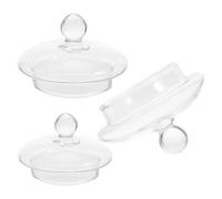 Healifty 3Pcs Glass Teapot Lid Replacement Set with Knob, 8.2Cm 7.5Cm Covers for Loose Leaf Flowering Tea Kettle, Spare Glass Teapot Parts for Kitchen Teaware Use