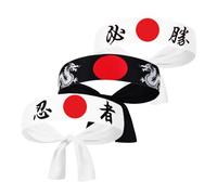 Healifty 3pcs Japanese Samurai Headband for Lightweight Ninja Hachimaki Bandanas with Vivid Colors for Karate Training Birthday Party Decorations and Costume Accessories