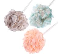 Healifty 3Pcs Large Bath Shower Mesh Scrubber Poufs Set, Body Exfoliating Shower Balls with Starry Pattern, Multipurpose Bathing Accessories for Deep Skin Cleaning