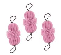 Healifty 3pcs Large Pink Bath Pouf Set, Soft Bath Loofah Sponges for Body Washing Scrubbing, Practical Shower Scrubbers for Women and Daily Bathing