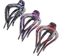 Healifty 3pcs Large Women Hair Clips Duckbill Claw Clips with Heart-shaped Three Teeth Back Hair for Thin and Short Rock Texture Gray Blue Red Purple