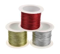 3PCS Metallic Cord Tinsel String Craft Making Cord for Wrapping Decoration 20m (Gold Silver and Red)