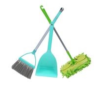 Healifty 3pcs Mini Cleaning Set for Detachable Chenille Mop Head Non-Slip Handle Broom Dustpan and Flat Mop Lightweight Little Housekeeping Helper for Pretend Play and Educational Role Play