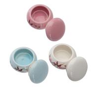 Healifty 3PCS Mini Porcelain Storage Jars with Random Colored Lids Food Grade Ceramic Moisture Containers for Tea Sugar and Powder Decorative Chic Design