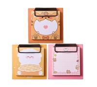 Healifty 3pcs Non-sticky Cartoon Clipboard Memo Pads for Students, Small Schedule Planner Notepads with Chubby Tiger, Bear Cub, and Bear Designs for Office and School Use