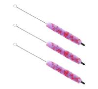 Healifty 3pcs Piccolo Instrument Brush Cleaning Rod for Flute and Musical Instruments with Metal, Rubber, and Fluffy Yarn Bristles for Deep Cleaning Performance, Removes Dirt and Grime,