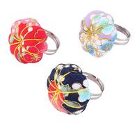 Healifty 3PCS Pin Cushions Ring Adjustable Pin Cushion Finger Pincushion Pumpkin Pin Cushions Pin Cushion for Manual Sewing Random Color