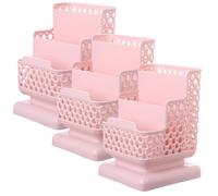 Healifty 3pcs Plastic Desk Storage Organizer Boxes for Makeup, Nail Polish, and Pens, Portable Cosmetic Organizer with Chic Design to Reduce Clutter and Keep Vanity or Office Desk Tidy